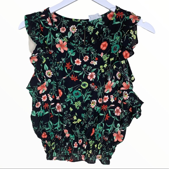 SIENNA SKY Boho Georgette Floral Blouse Black M - Picture 1 of 7